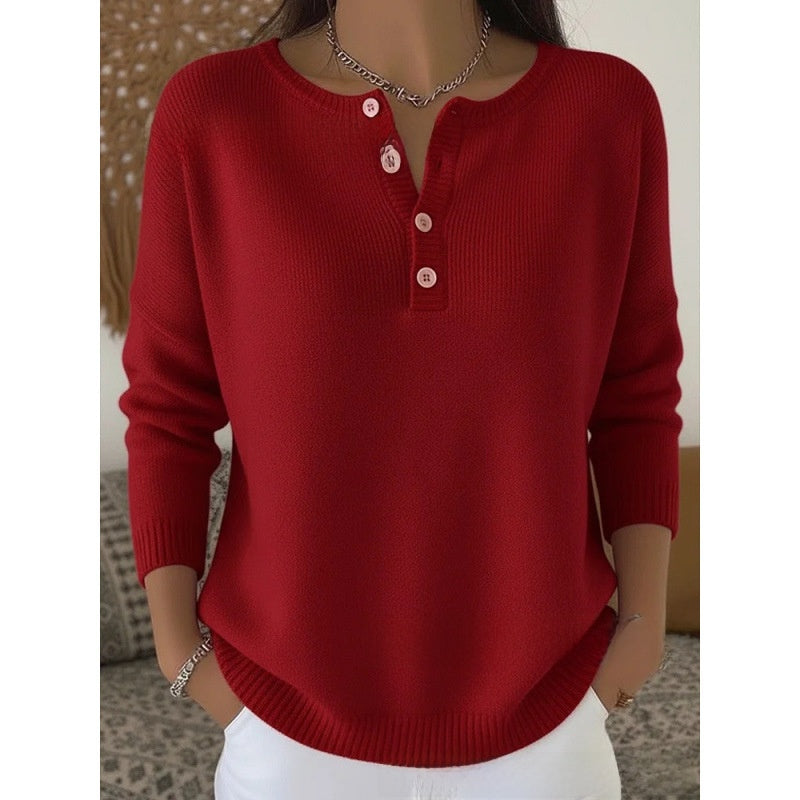 Women Retro Christmas 3D Print Four-Button Stand-Up Collar Long Sleeve T-Shirt teemdrop