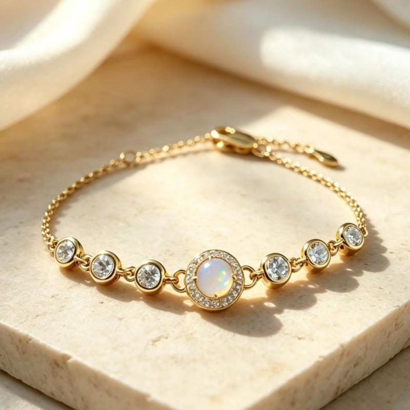 Women's S925 Silver Birthstone Bracelet with Natural Gemstones Gold Plated