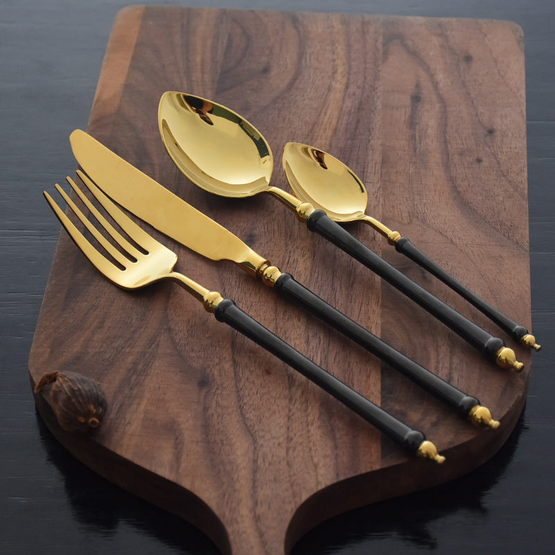 Black Gold Mirror Stainless Steel Cutlery Set