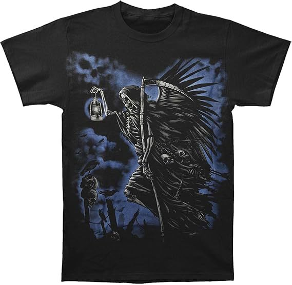 Men's Punk Skull Print Short Sleeve Loose T-Shirt teemdrop