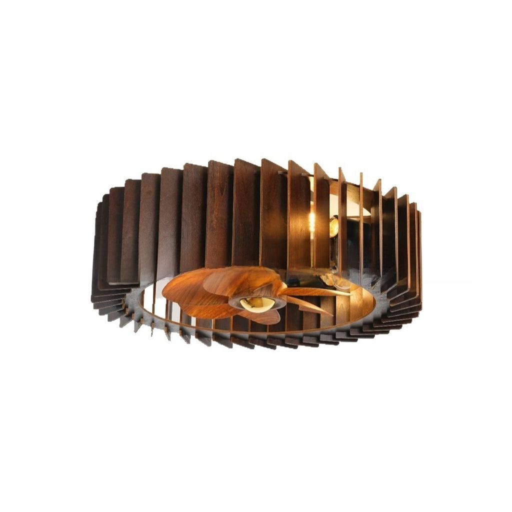 Wabi-Sabi Wooden Fan Chandelier Vintage Ceiling Lamp with Remote Control teemdrop
