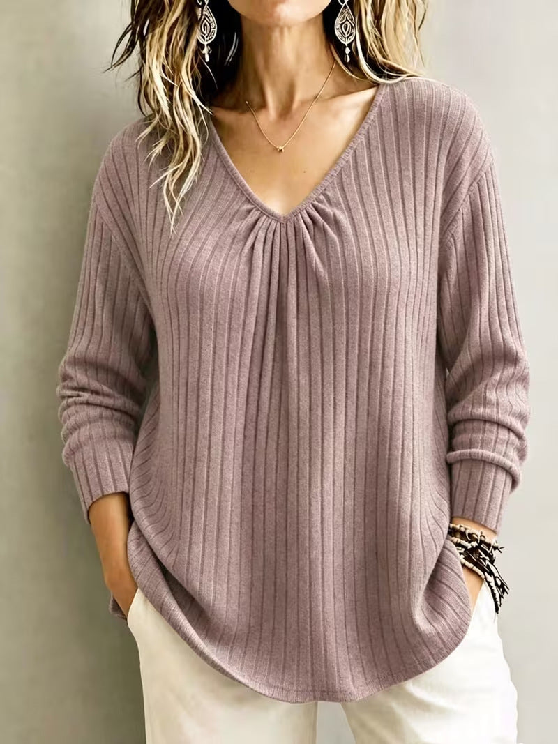 Long-sleeved pullover knit sweater teemdrop