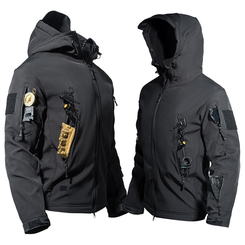 Mens Windproof Waterproof Fleece Lined Hooded Jacket