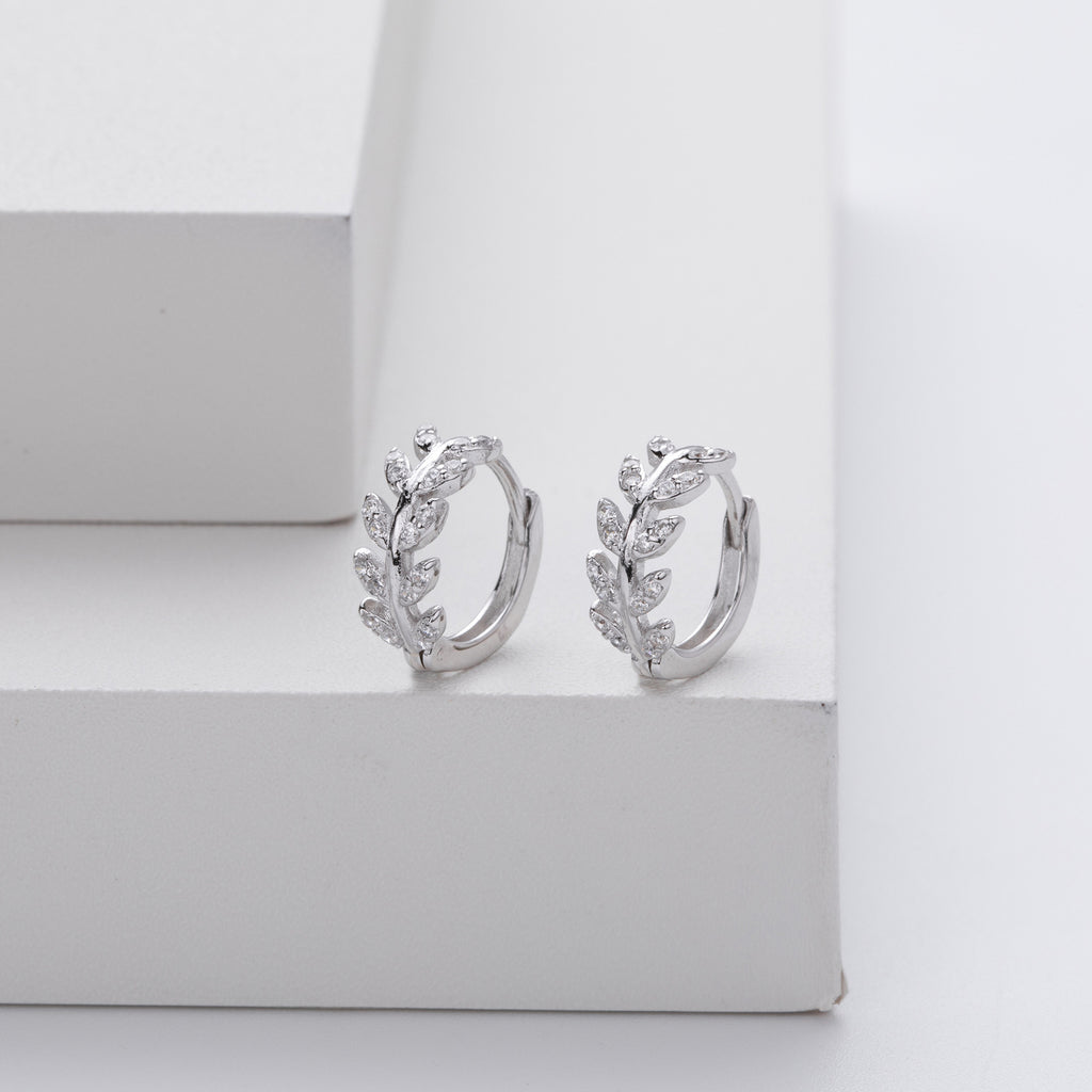 S925 Sterling Silver Wheat Ear Design Zircon Earrings