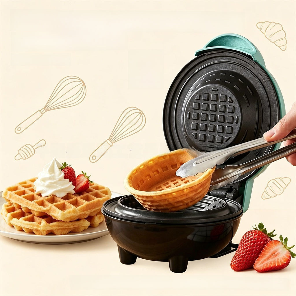 Multifunctional Waffle Bowl Maker, Cake, Egg Tart, Ice Cream Cone & Egg Roll Machine teemdrop