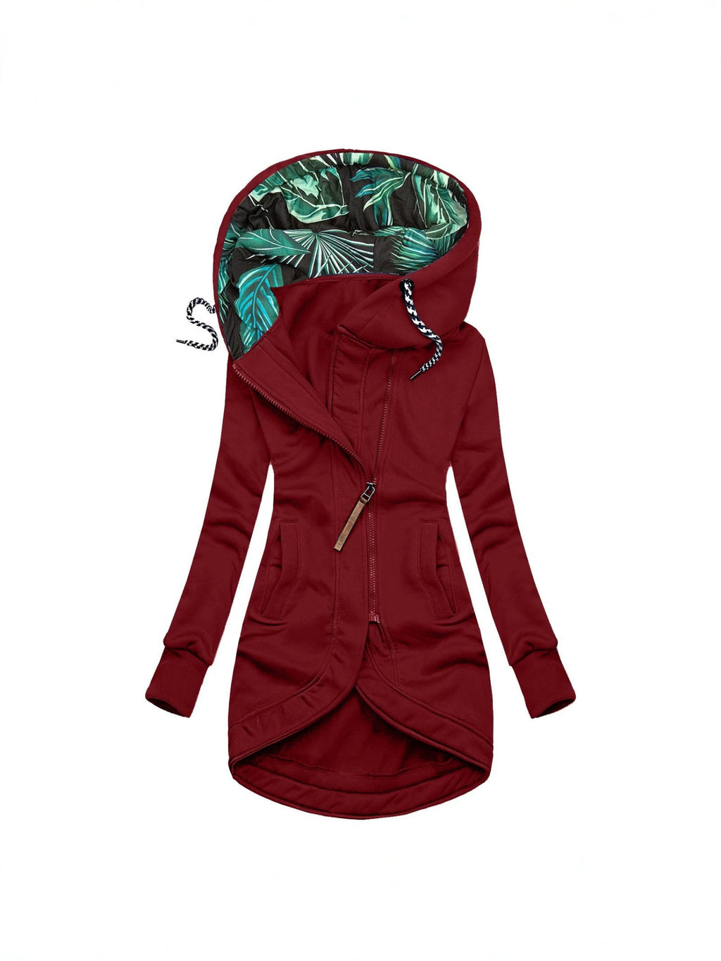 Solid-color fashionable hoodie with zipper