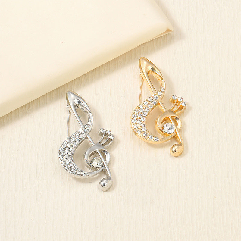 Niche Design Musical Note Brooch Anti-Exposure Light Luxury Zinc Alloy Pin Unisex Fashion Accessory teemdrop