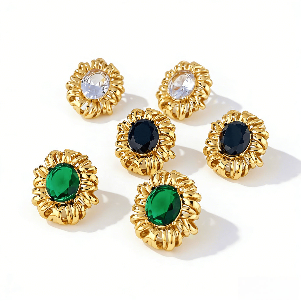 French Retro Oval Mesh Earrings