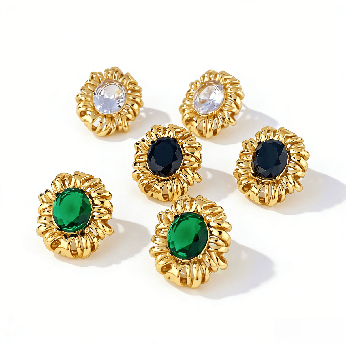 French Retro Oval Mesh Earrings