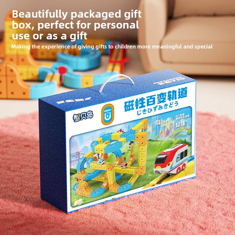 DIY Magnetic Levitation Building Blocks Track Car Set Toy with Rechargeable Cars