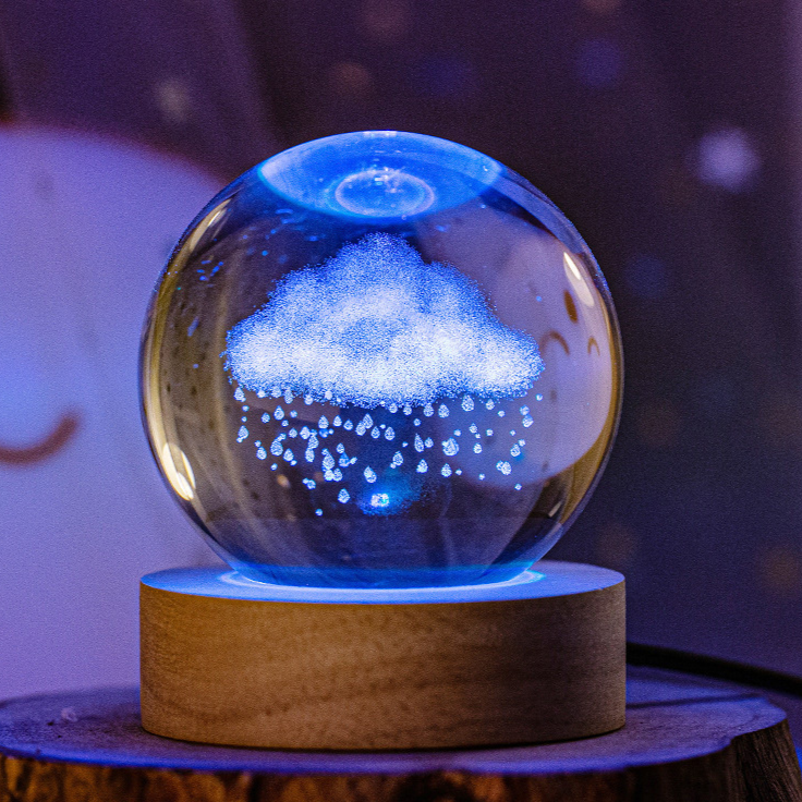3D Engraved Crystal Ball teemdrop