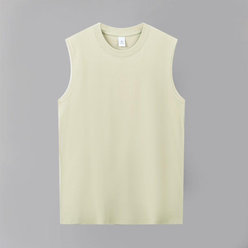 Men?s Heavyweight Pure Cotton Sleeveless V-Neck Gym Training Tank Top teemdrop