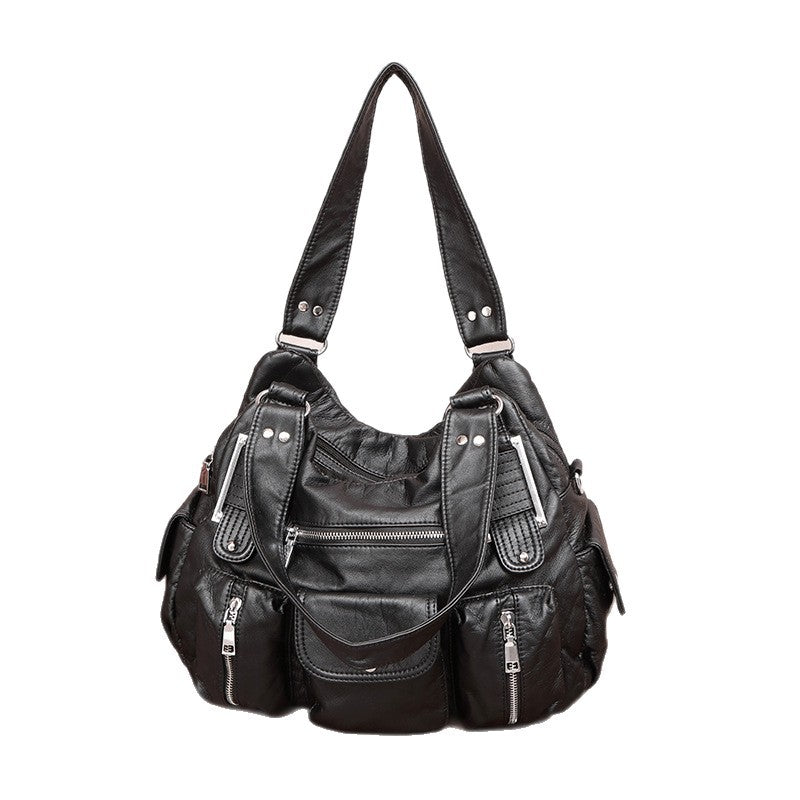 Vintage PU Leather Tote Bag with Adjustable Strap