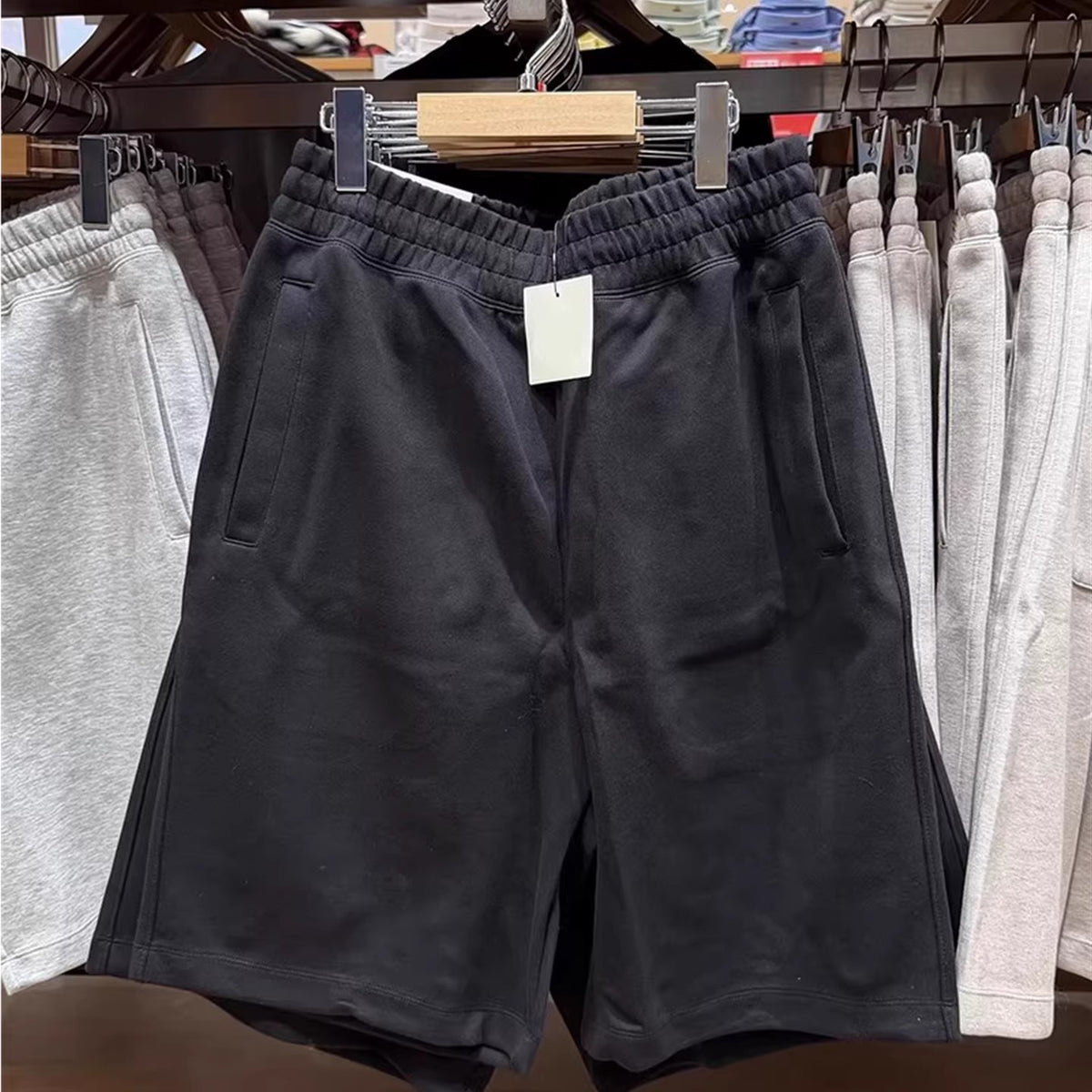 Men Women High Waist Elastic Waistband Cotton Blend Loose Fit Casual Sports Shorts teemdrop