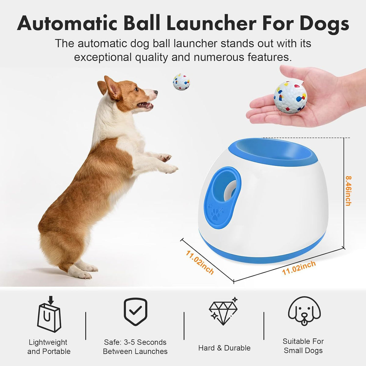 Adjustable Automatic Dog Ball Launcher Toy teemdrop