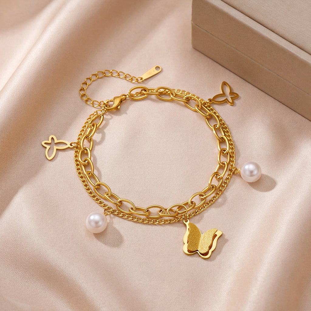 Women's Titanium Steel Inlaid Charm Bracelet Versatile Fashion Jewelry teemdrop