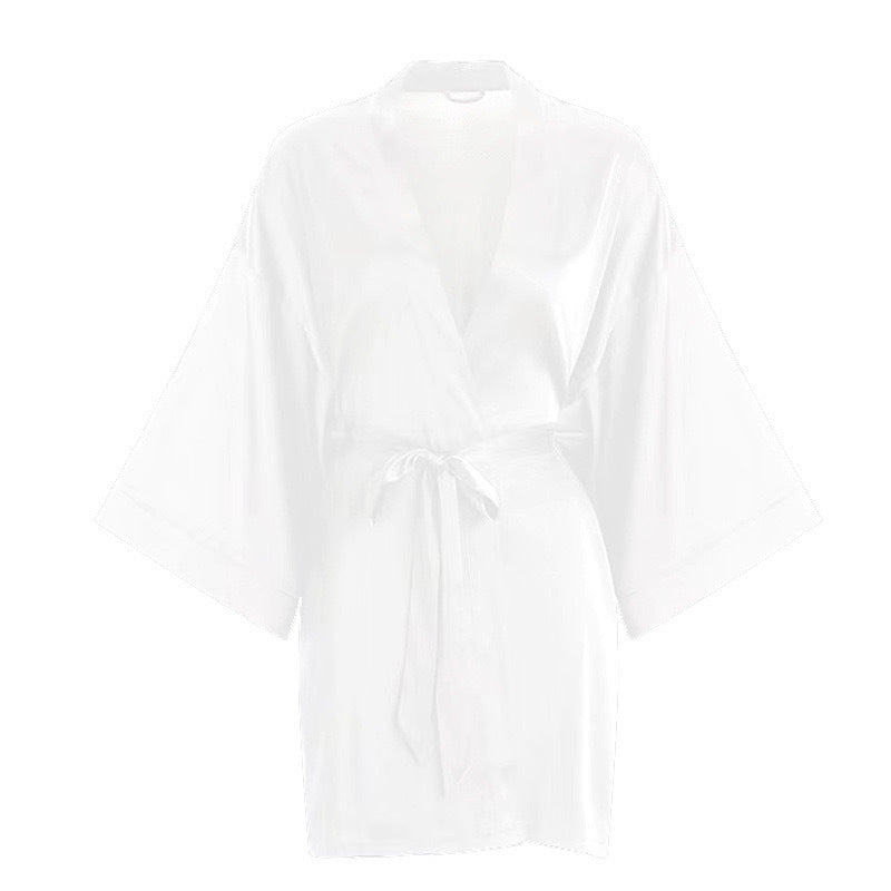 Women's Sexy Backless Mesh Lace Nightgown and Robe Set with Chest Pads teemdrop