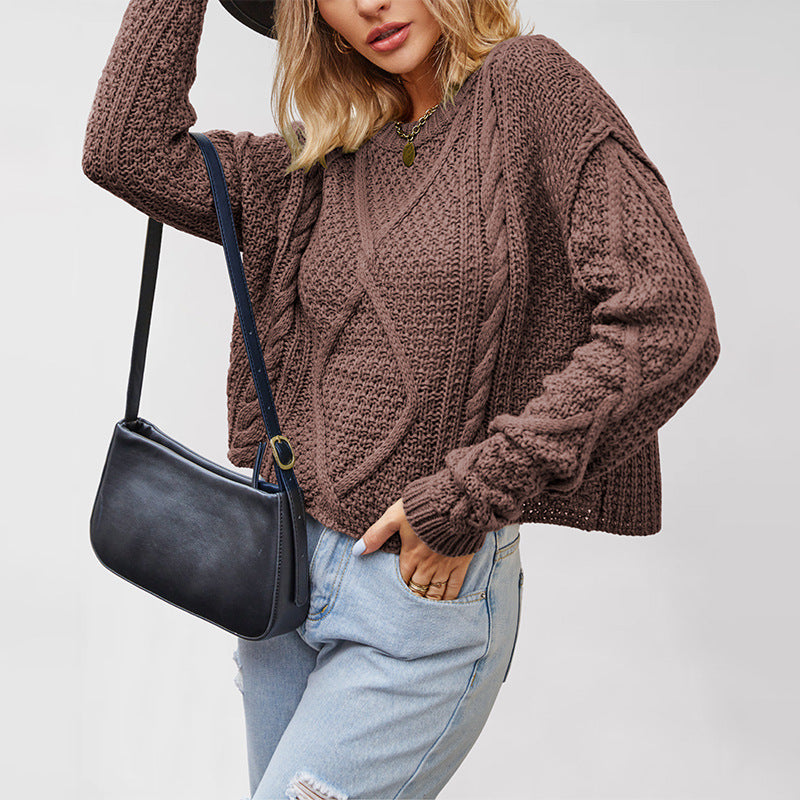 Women's Chunky Knit Twist Pullover Sweater teemdrop