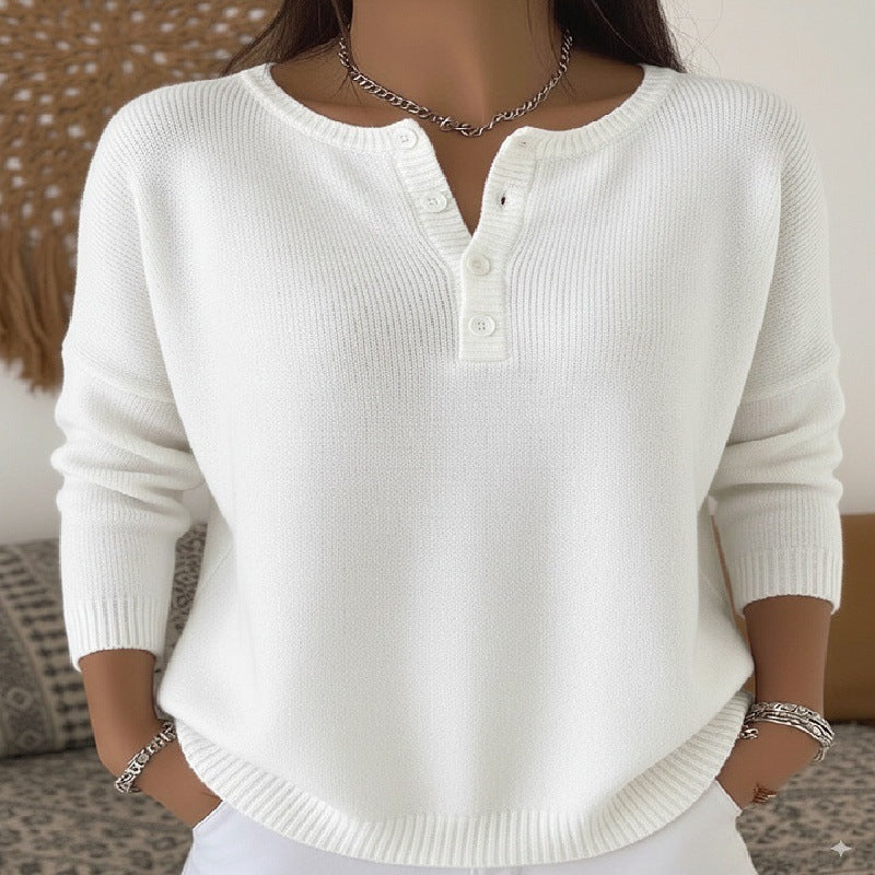 Women's Long Sleeve V-Neck Knit Sweater teemdrop
