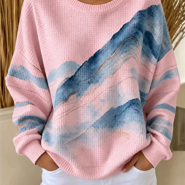 Plaid patterned round-neck long-sleeved casual hoodie teemdrop