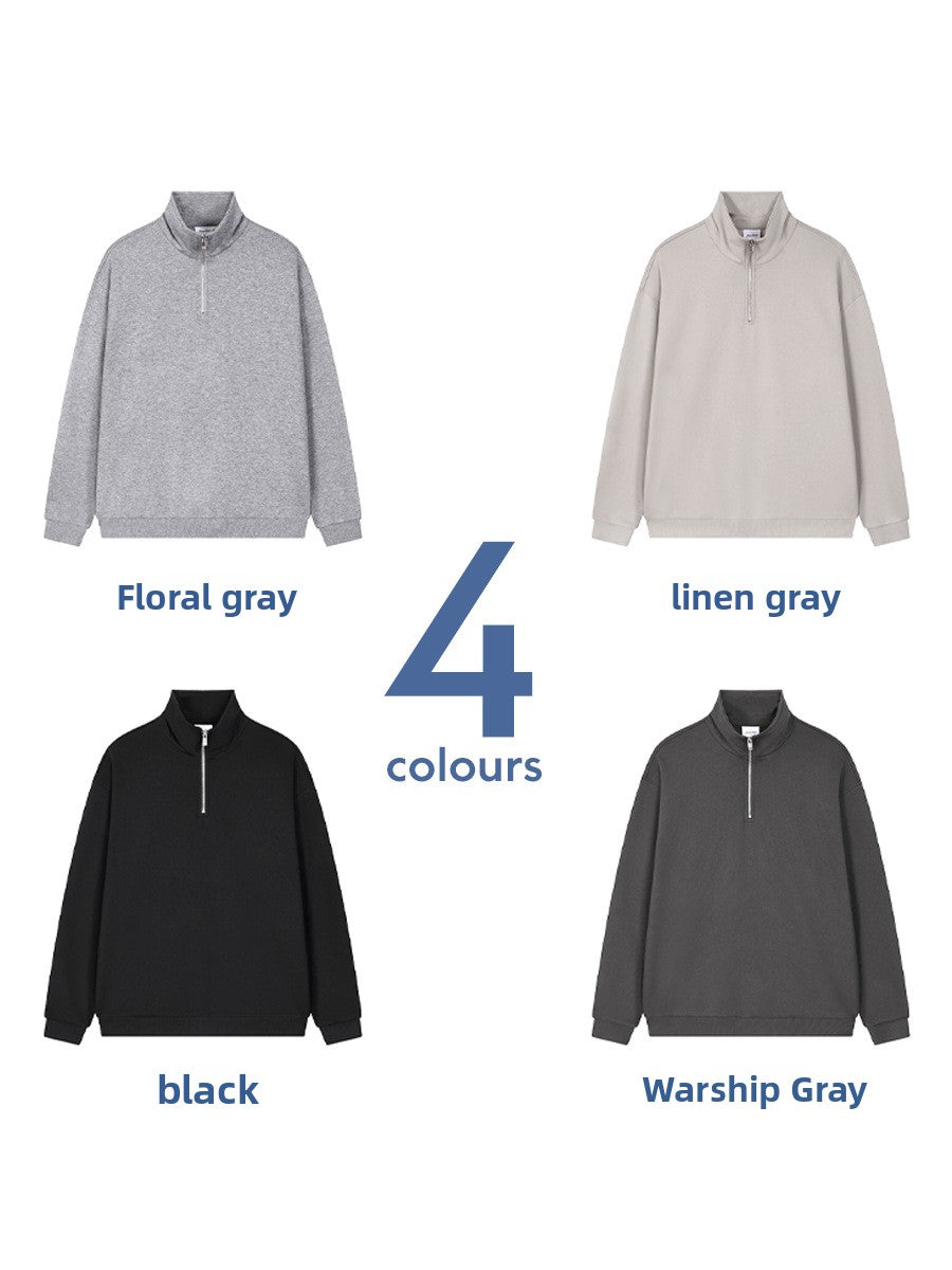 Men's Heavyweight Half-Zip Stand-Collar Thermal Sweatshirt teemdrop