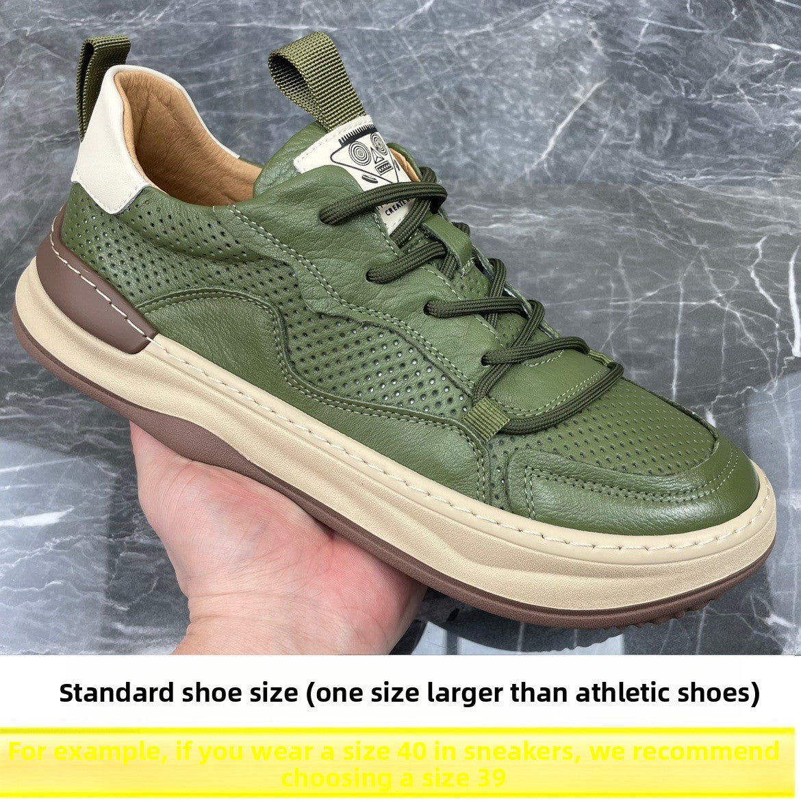 Men's Casual Genuine Cowhide Breathable Lace-Up Flat Board Shoes teemdrop
