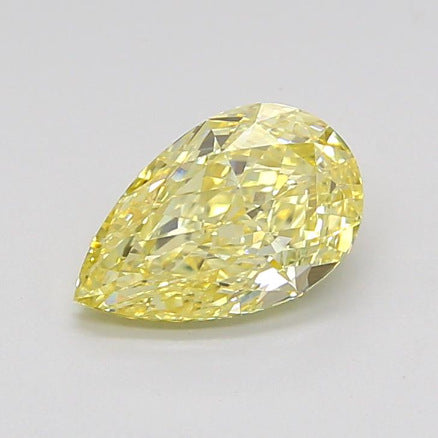 Waterdrop-shaped yellow colored diamond, natural diamond