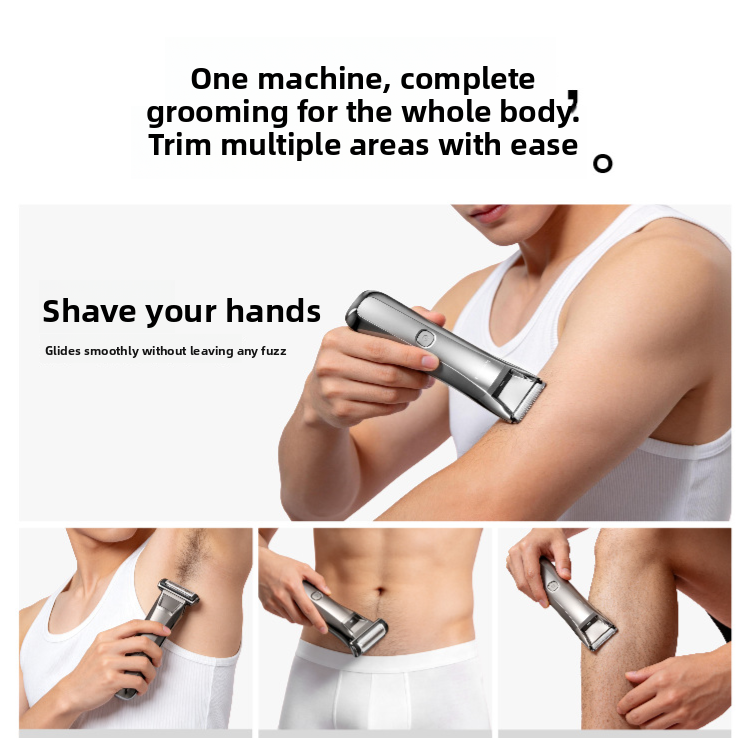 Unisex Cordless Electric Shaver and Trimmer, Dual-Head Design for Full Body and Private Area Grooming, Wet and Dry Use