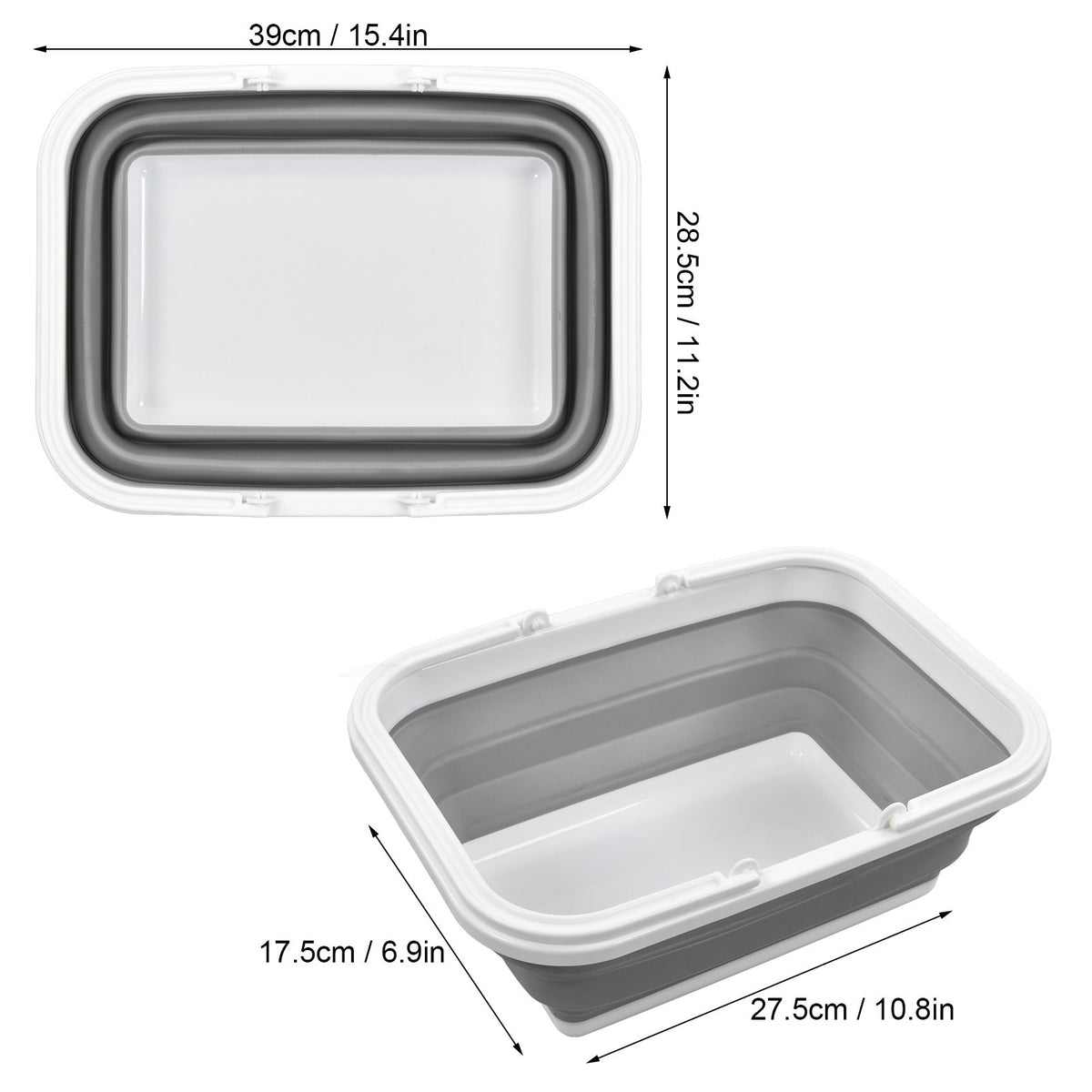 Foldable Plastic Bucket, Multipurpose Collapsible Square Storage Basin teemdrop