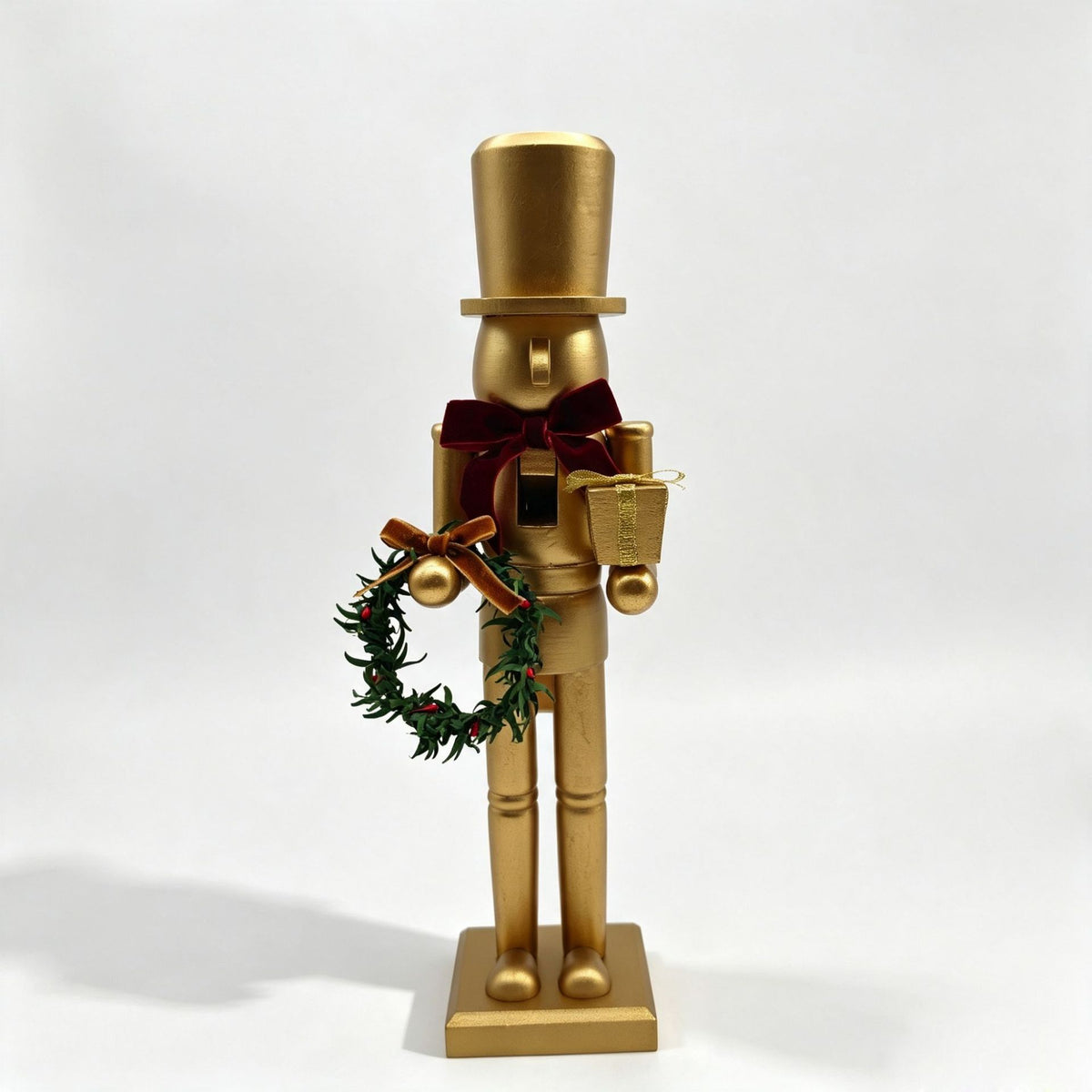 Matte Gold Wooden Nutcracker Christmas Decoration