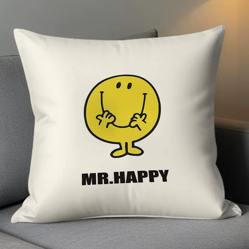 Cute Smiling Face Double-Sided Plush Throw Pillow Cover with Insert teemdrop