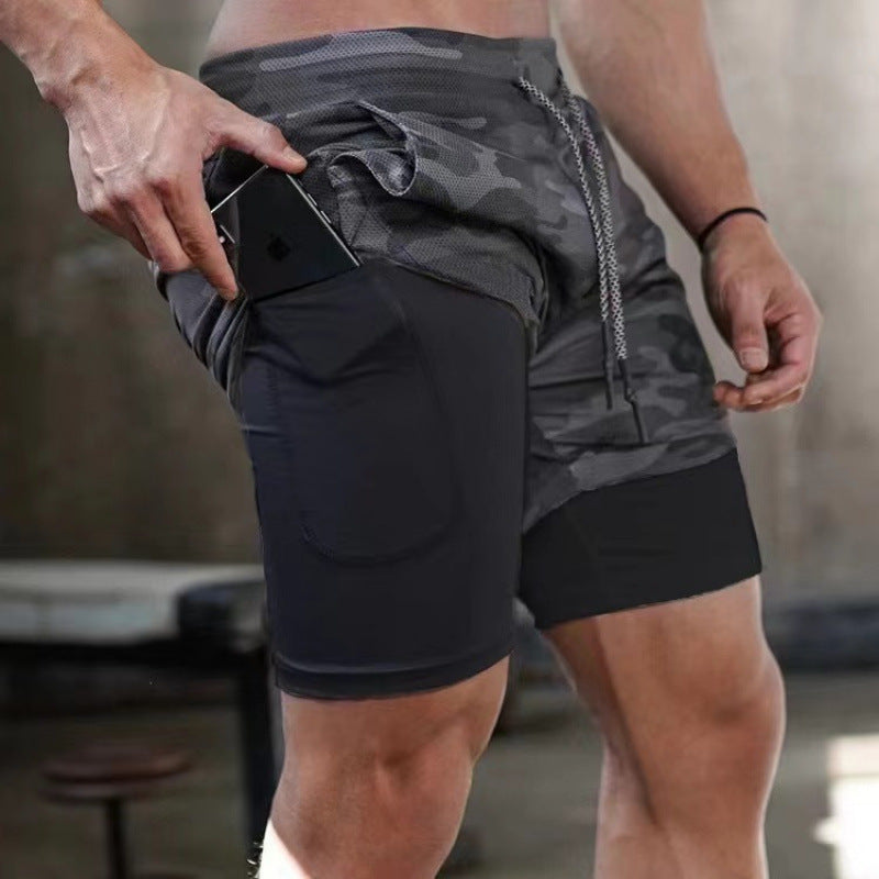 Men's Double Gym Shorts Jogging Quick-Dry