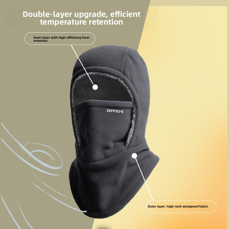 Winter Windproof Fleece-Lined 2-in-1 Face Mask Hat Scarf Set teemdrop