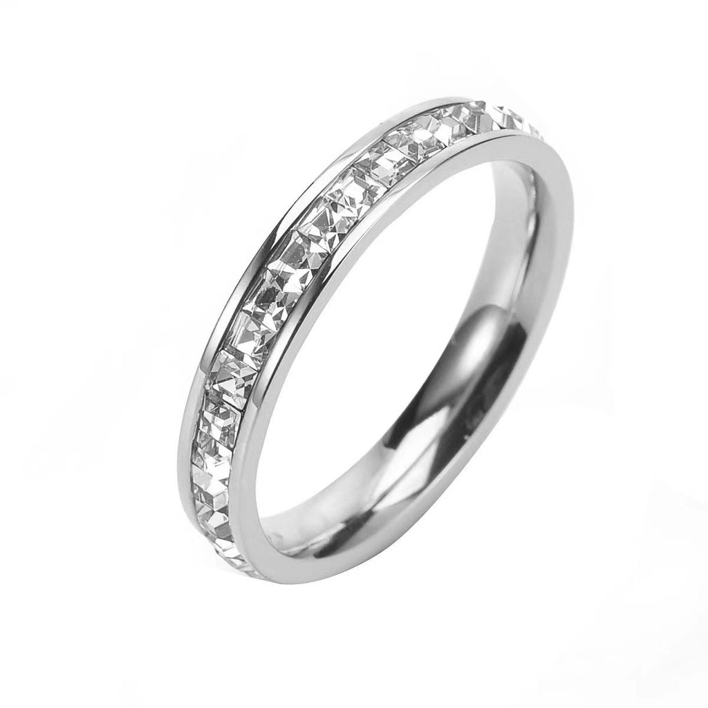 Titanium Steel Starry Sky Square Diamond Ring