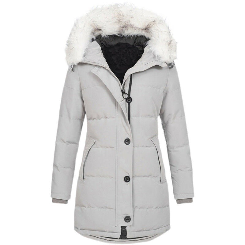 Womens Hooded Long Sleeve Warm Zipper Quilted Jacket teemdrop