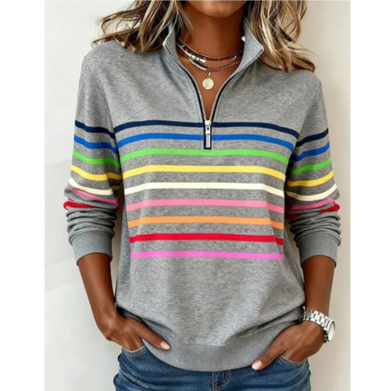 Fall/Winter Half-Zip Printed Sweatshirt teemdrop