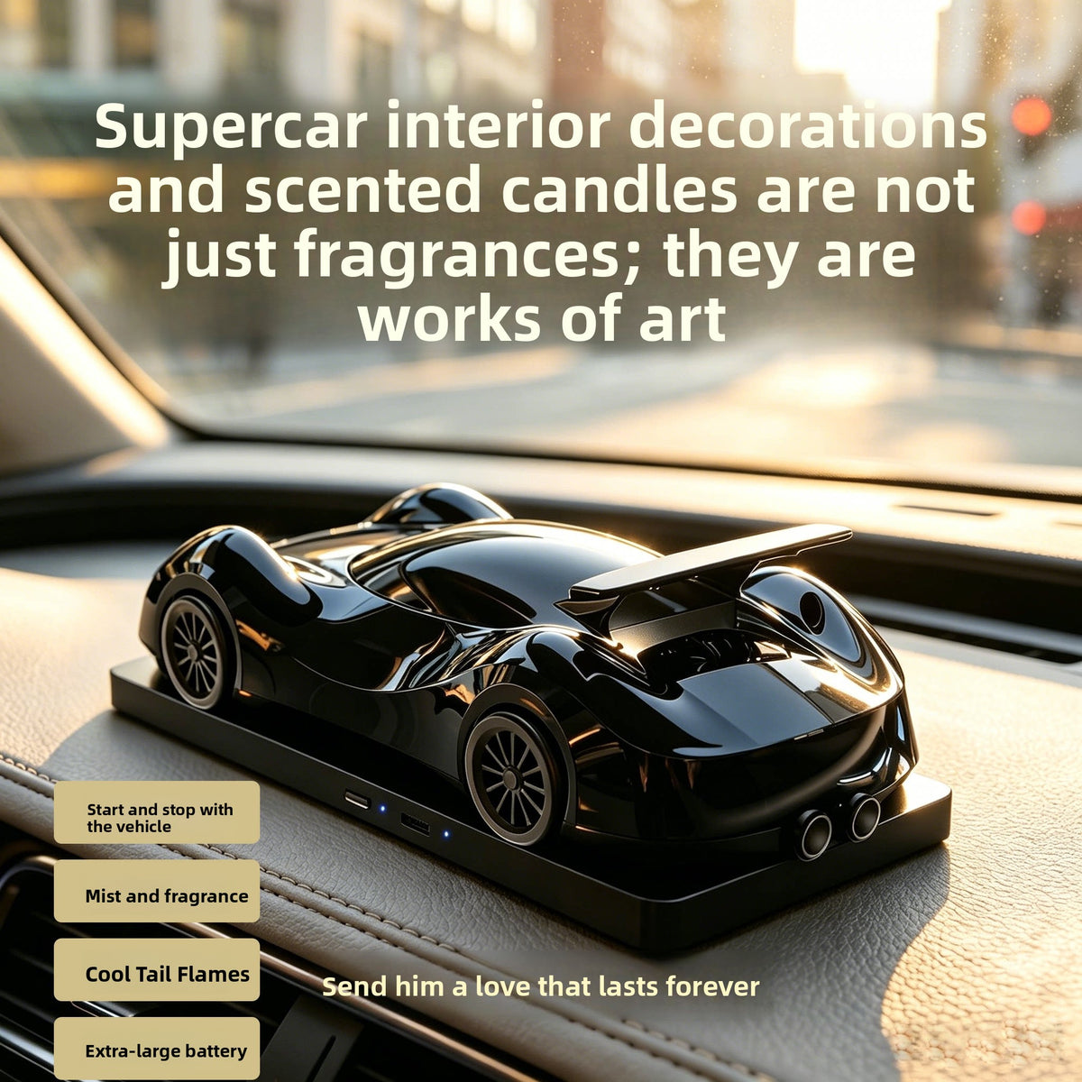 Smart Spray Car Air Freshener Sports Car Design Rechargeable Aromatherapy Diffuser with Multiple Scents