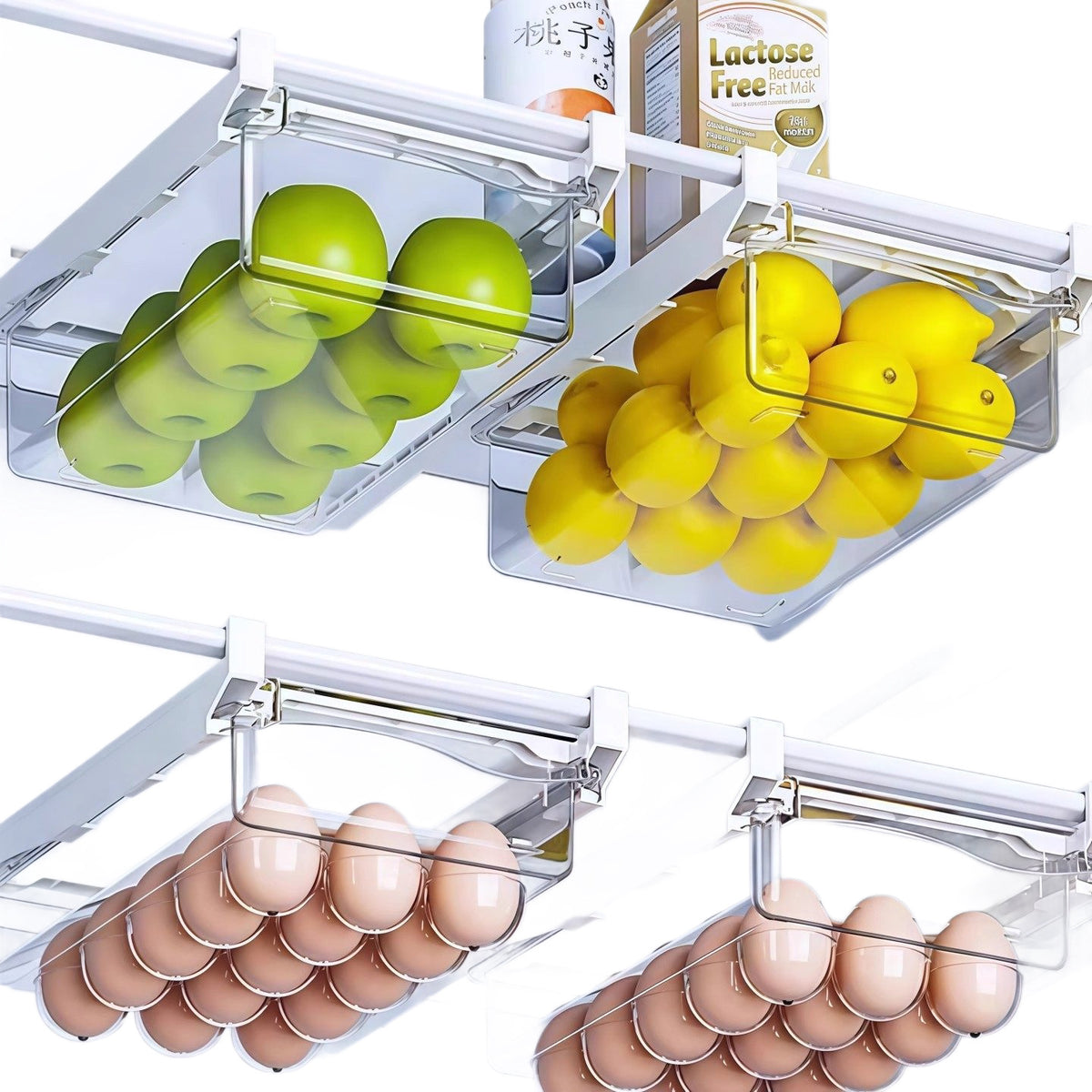 Drawer-Style Refrigerator Storage Box, Hanging Egg Basket, Kitchen Freezer Organizer teemdrop