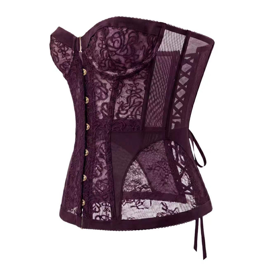 Women's Hollow Out Lace Strapless Slim Fit Corset Top teemdrop