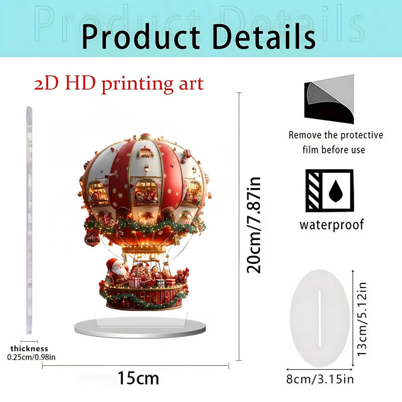 Christmas Carousel 2D Acrylic Stand Holiday Ornament Home Decoration