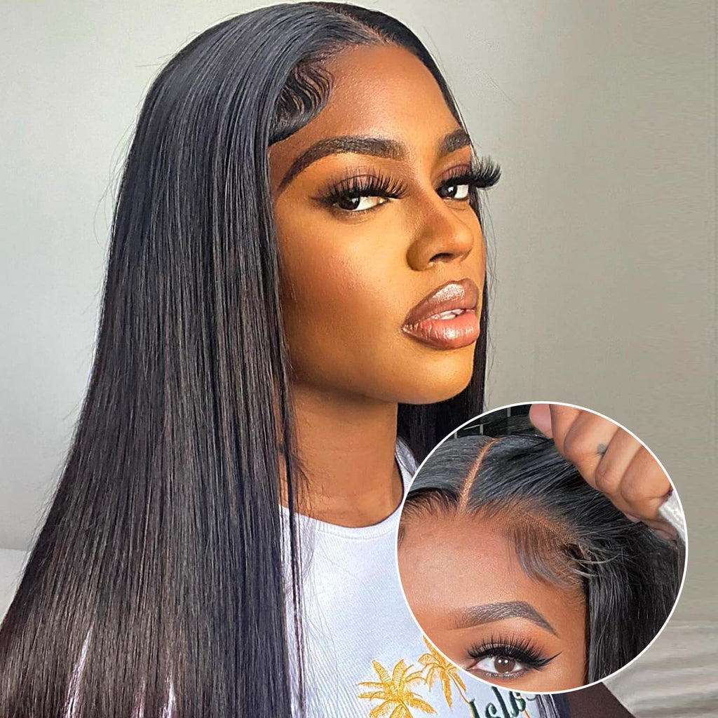 Long Straight Heat Resistant Synthetic Fiber Front Lace Wig teemdrop