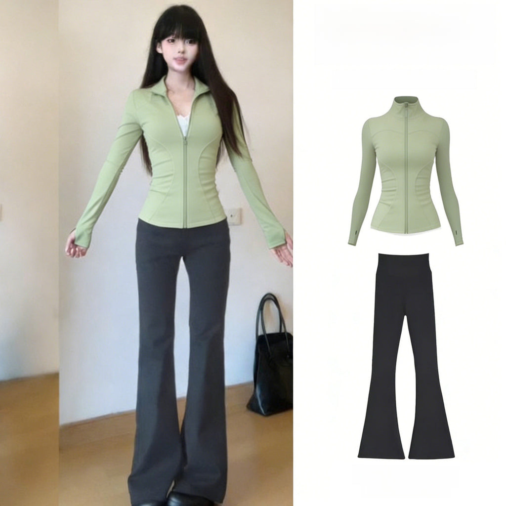 Women's 2-Piece Quick-Dry Long Sleeve Yoga Running Sports Set teemdrop