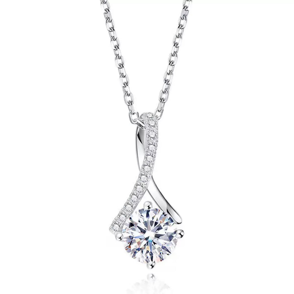 Stainless Steel Herringbone Zircon Mermaid Tail Pendant Necklace teemdrop