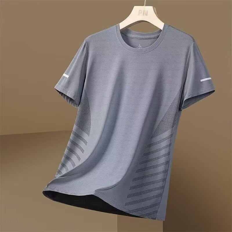 Men's Ice Silk Short Sleeve T-Shirt Quick Dry Breathable Loose Fit Summer Top teemdrop