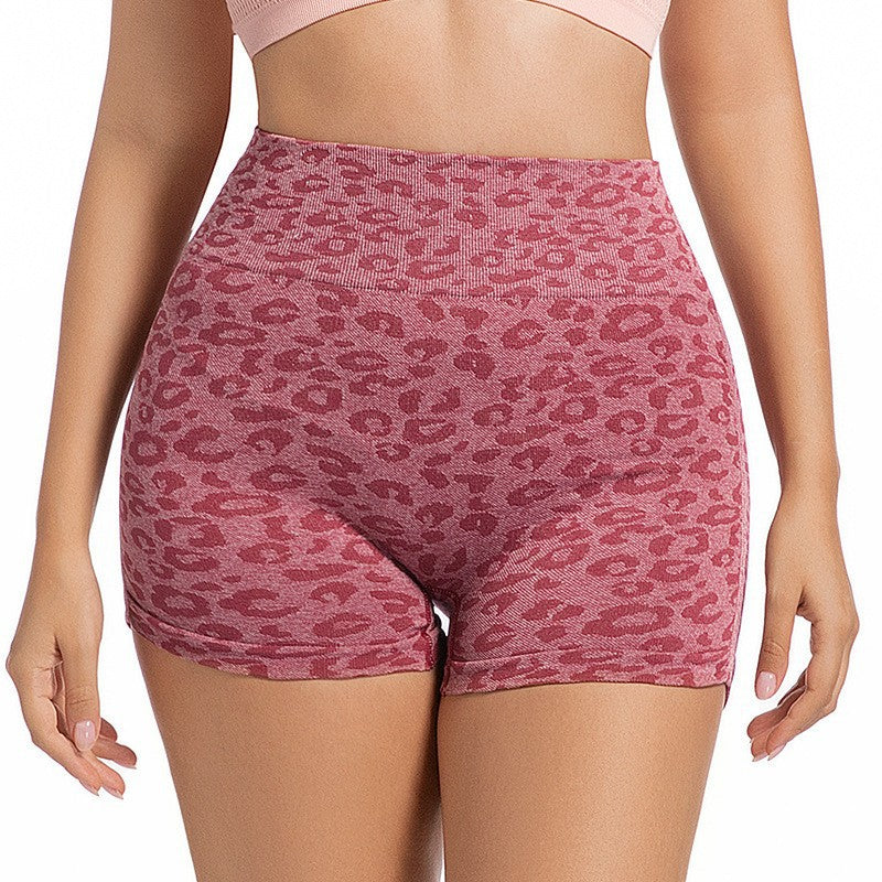 Women's High-Waist Leopard Print Control Yoga Shorts
