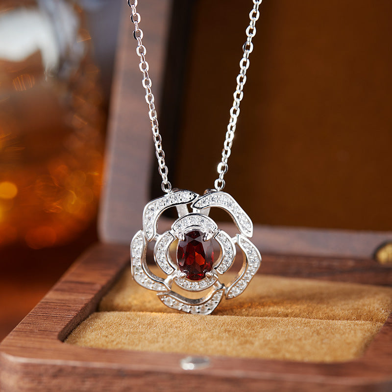 Silver Natural Birthstone Flower Vintage Adjustable Ring