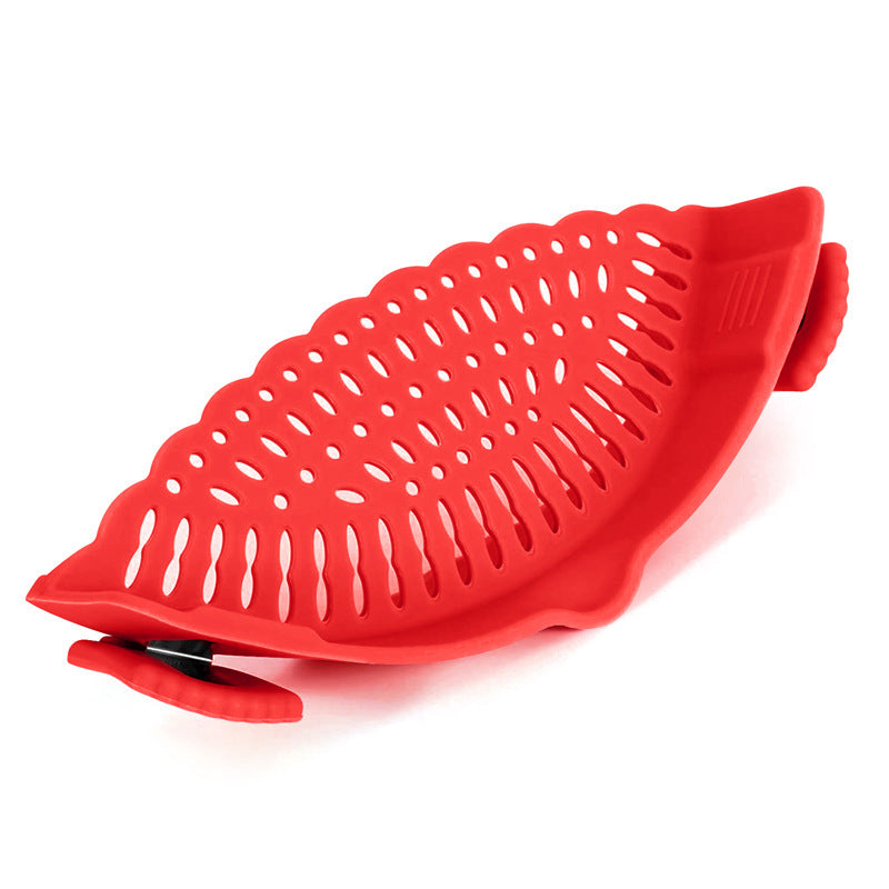 Clip On Silicone Kitchen Strainer Anti Spill Pot Edge Draining Basket teemdrop