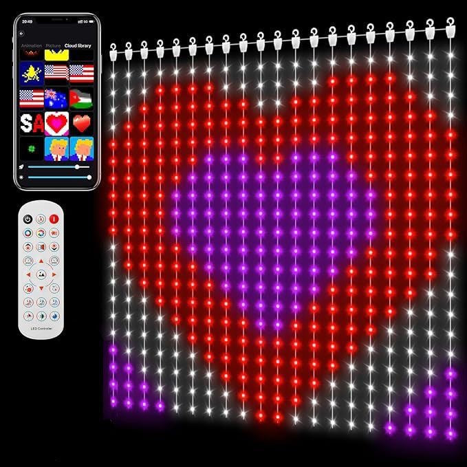 Smart App Controlled RGB Programmable LED Curtain Light with Dynamic Display Modes