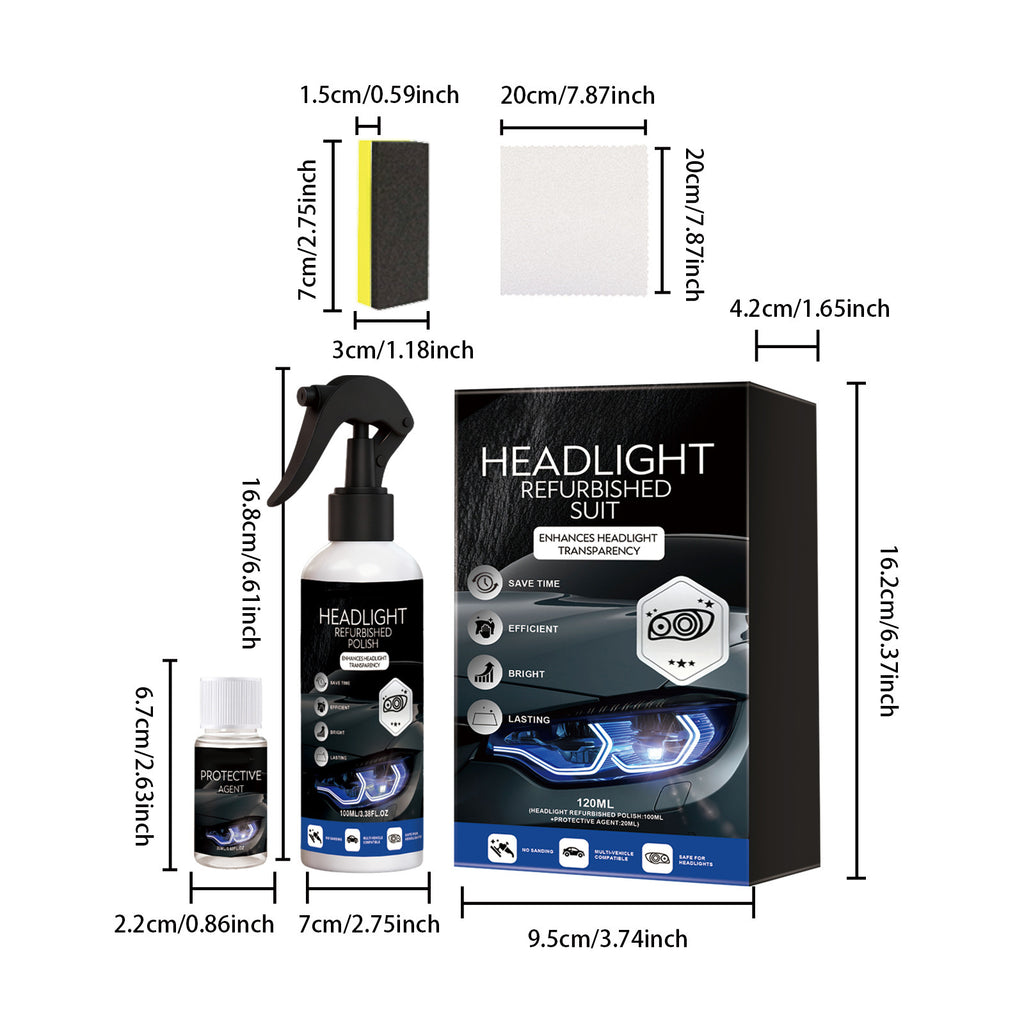 Car Headlight Restoration Kit Anti-Yellowing Cleaning Brightening Protective Coating Agent