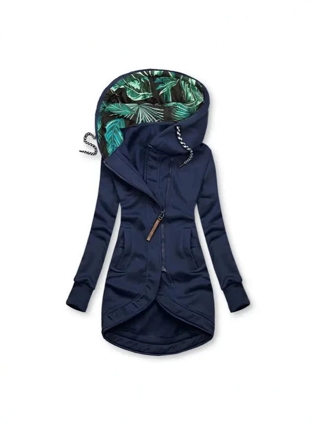 Solid-color fashionable hoodie with zipper